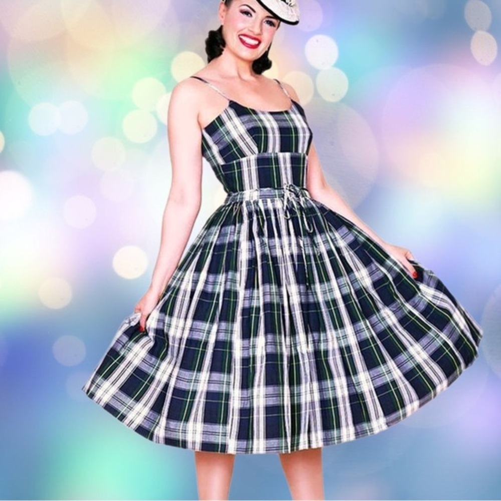 Bernie Dexter Blue and White Plaid Maxi Dress